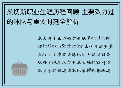 桑切斯职业生涯历程回顾 主要效力过的球队与重要时刻全解析